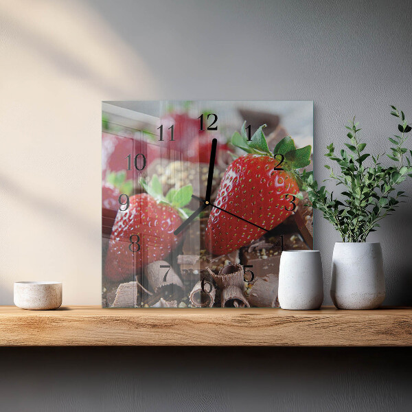 Square wall clock Strawberries