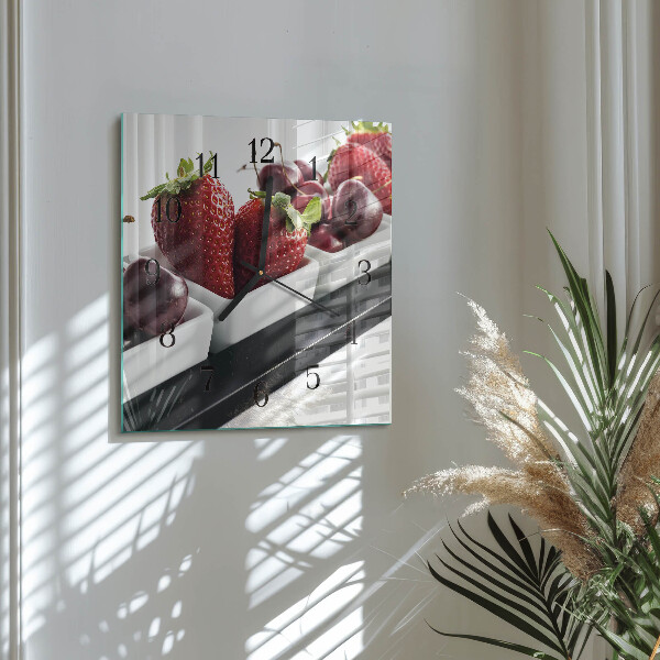 Square wall clock Strawberries