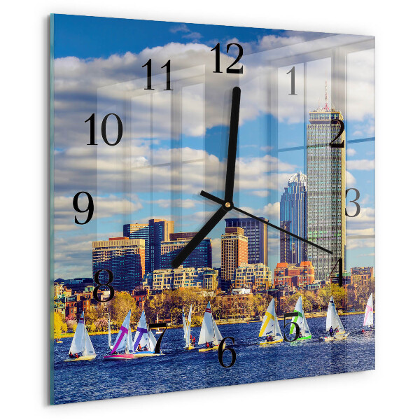 Square wall clock Sailboats