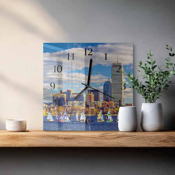 Square wall clock Sailboats