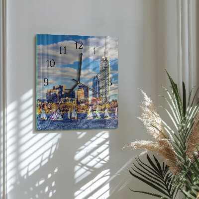 Square wall clock Sailboats