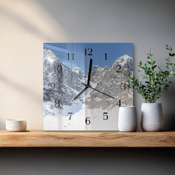 Square wall clock Mountains Winter