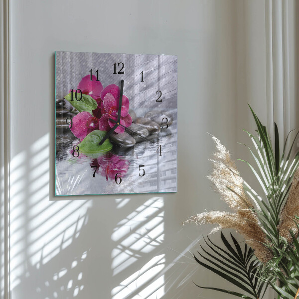 Square wall clock Orchid
