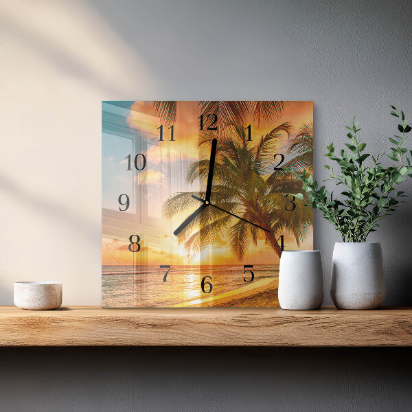 Square wall clock Sunset