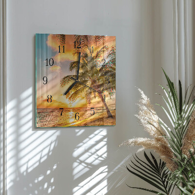 Square wall clock Sunset