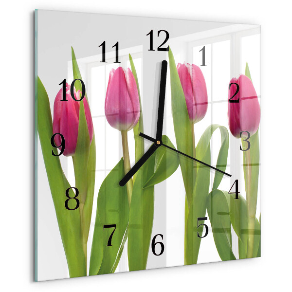 Square wall clock Tulips