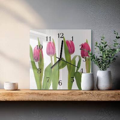 Square wall clock Tulips