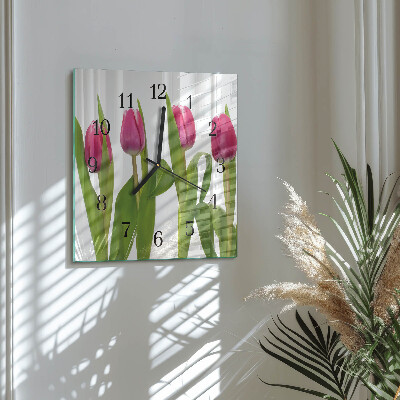 Square wall clock Tulips