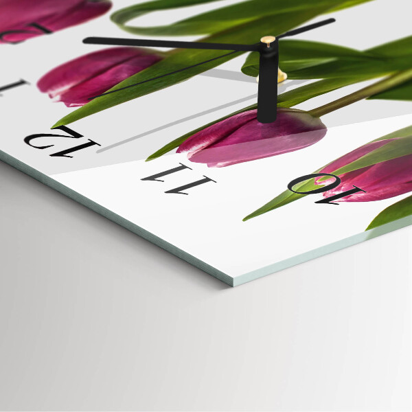 Square wall clock Tulips