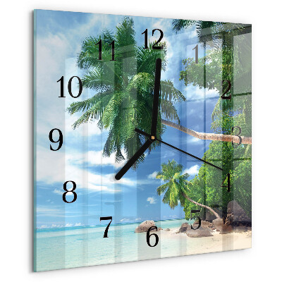 Square wall clock Palm trees