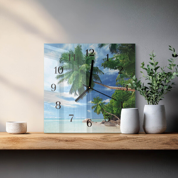 Square wall clock Palm trees