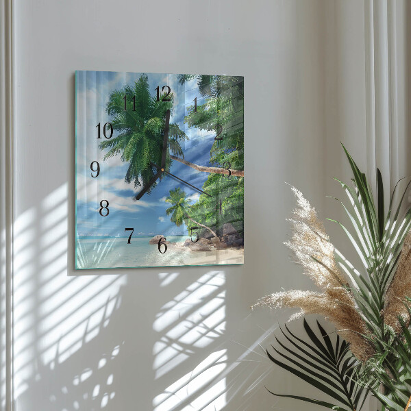 Square wall clock Palm trees