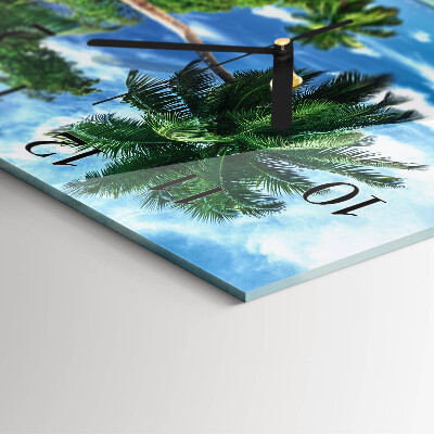 Square wall clock Palm trees