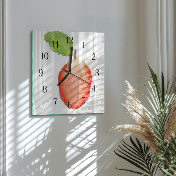Square wall clock Strawberry