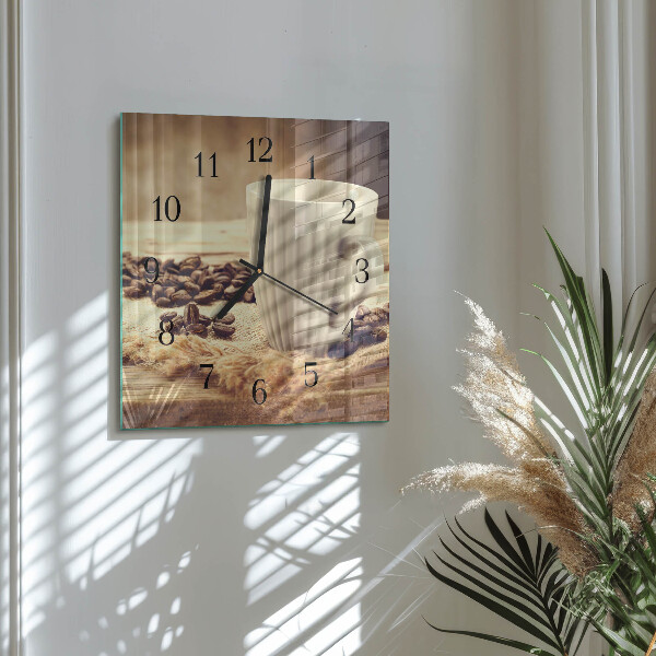 Square wall clock Coffee