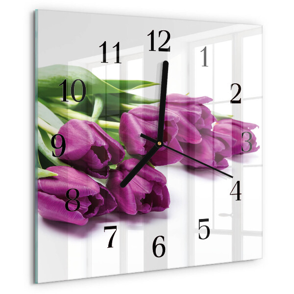 Square wall clock Tulips