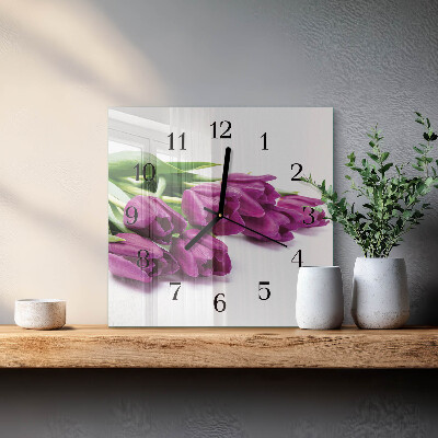 Square wall clock Tulips