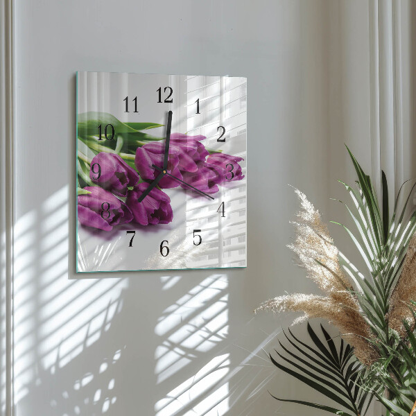 Square wall clock Tulips
