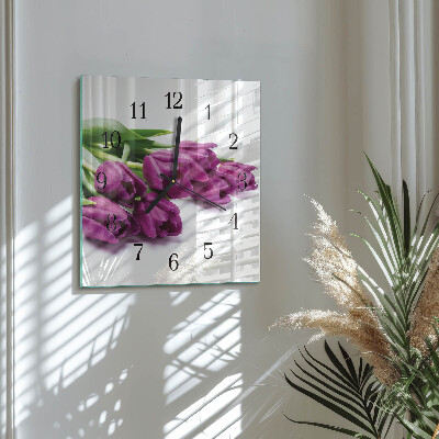Square wall clock Tulips
