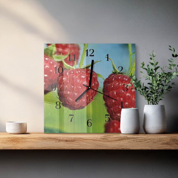 Square wall clock Raspberries