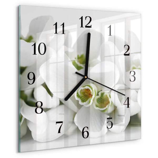 Square wall clock Flowers