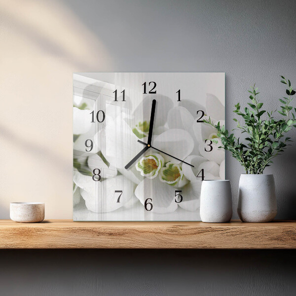 Square wall clock Flowers