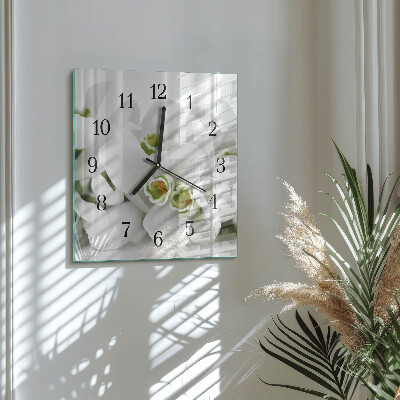 Square wall clock Flowers