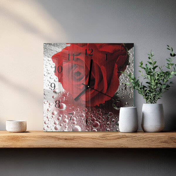 Square wall clock Rose