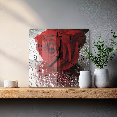 Square wall clock Rose