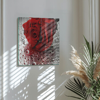 Square wall clock Rose