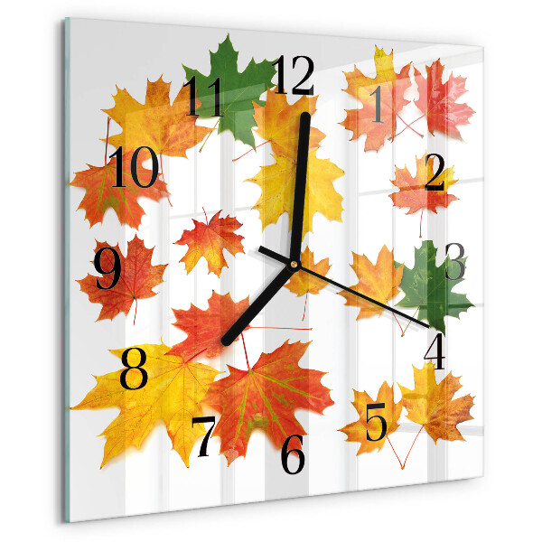 Square wall clock Leaves