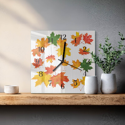 Square wall clock Leaves