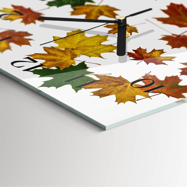 Square wall clock Leaves