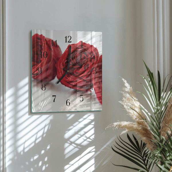 Square wall clock Flowers