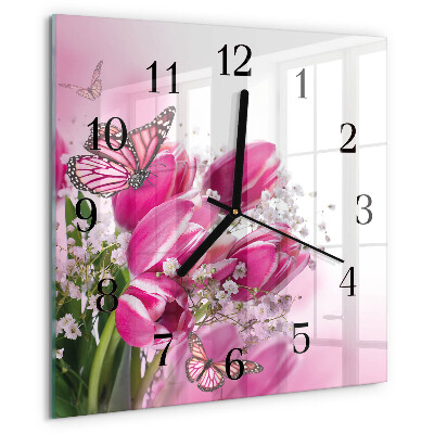 Square wall clock Butterfly