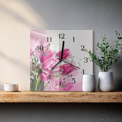 Square wall clock Butterfly