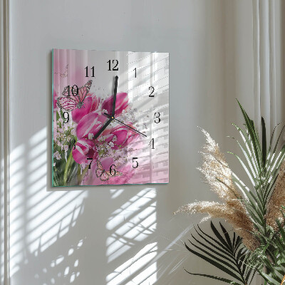 Square wall clock Butterfly