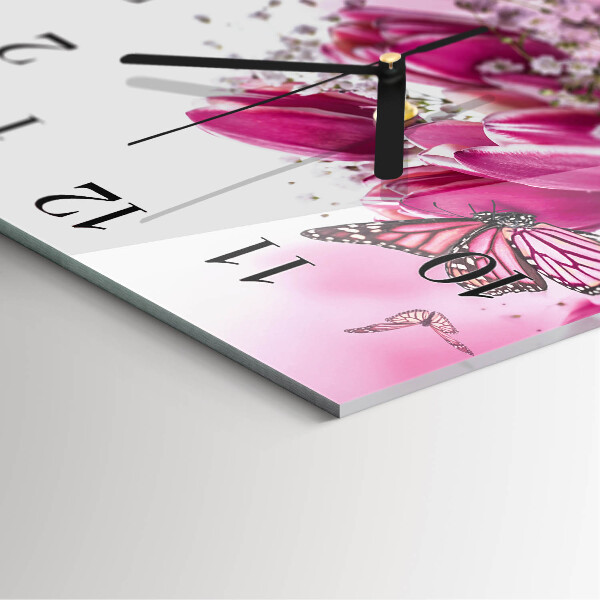 Square wall clock Butterfly