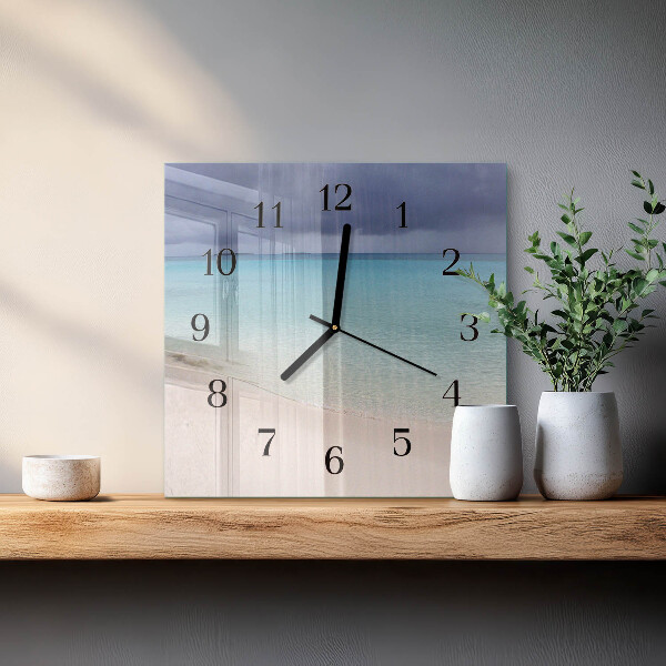 Square wall clock Beach
