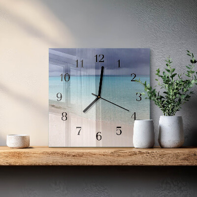 Square wall clock Beach