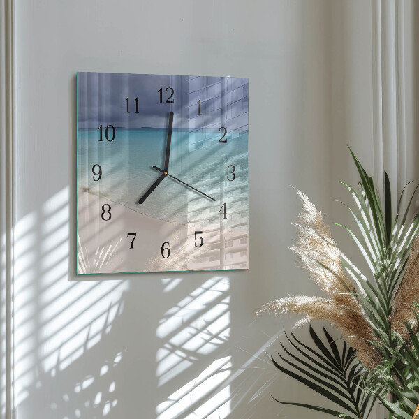 Square wall clock Beach