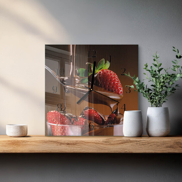 Square wall clock Chocolate Strawberries