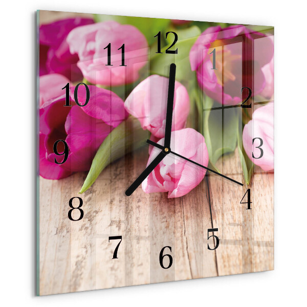 Square wall clock Tulips