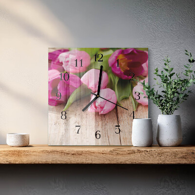 Square wall clock Tulips