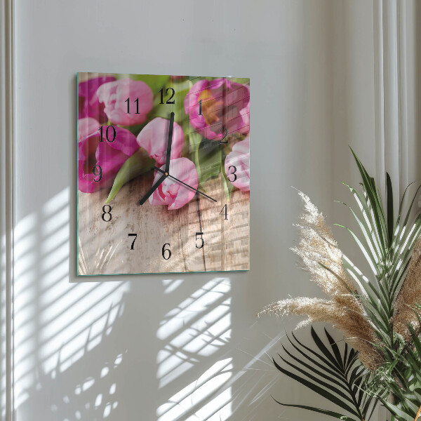 Square wall clock Tulips