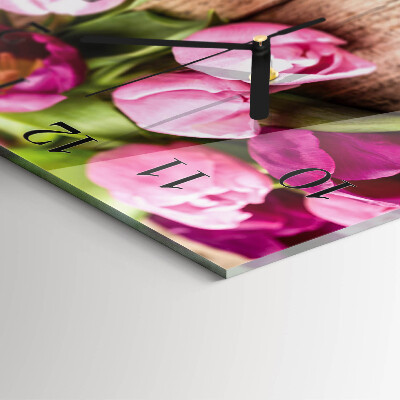 Square wall clock Tulips