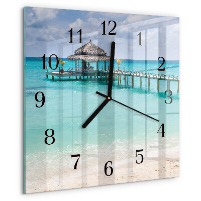 Square wall clock Beach