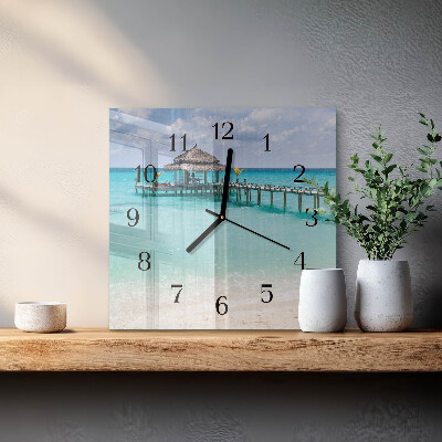 Square wall clock Beach