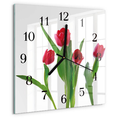 Square wall clock Tulips