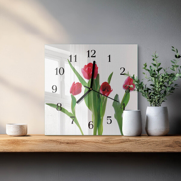Square wall clock Tulips